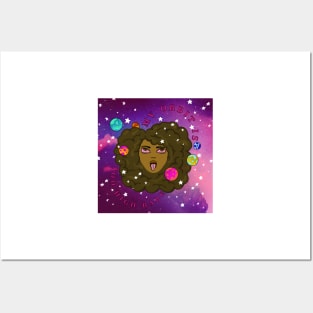 My Orbit is too high black girl fro with planets orbiting Posters and Art